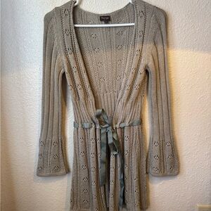 Y2K Cozy Open-Knit Long Cardigan Sweater - Taupe